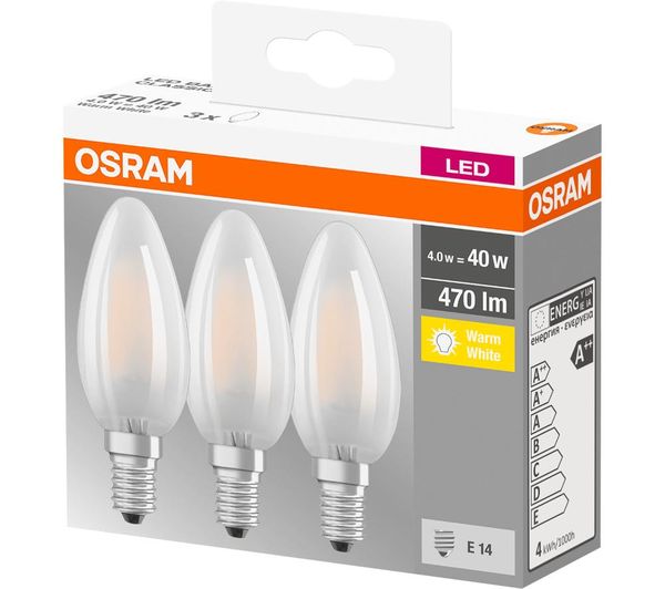 Buy OSRAM Base Classic B LED Light Bulb - E14, Pack Of 3 | Free ...