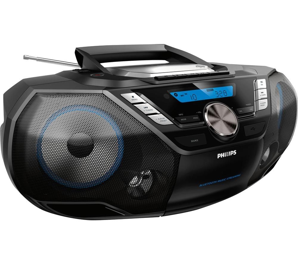 PHILIPS AZB798T/12 DAB/FM Boombox - Silver & Black, Silver