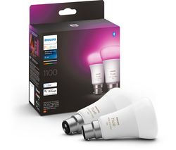 White & Colour Ambiance Bluetooth LED Bulb - B22, 1100 Lumens, Twin Pack