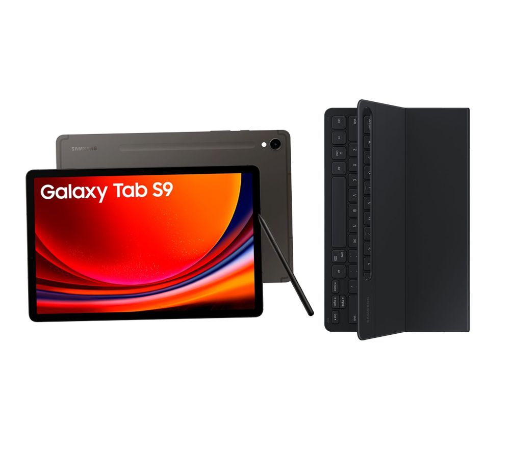 Galaxy Tab S9 11" Tablet (128 GB, Graphite) & Galaxy Tab S9 Slim Book Cover Keyboard Case Bundle