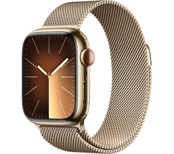 Image of APPLE Watch Series 9 Cellular - 41 mm Gold Stainless Steel Case with Gold Milanese Loop