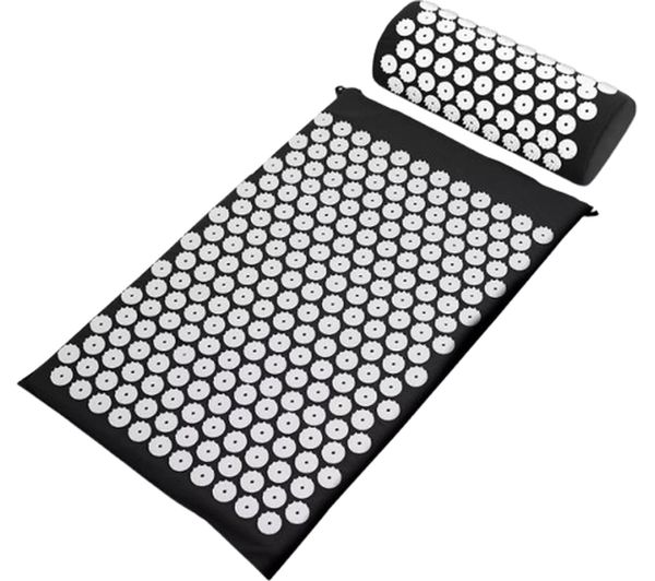 An image of SHARPER IMAGE Acupressure Mat & Pillow Set - Black