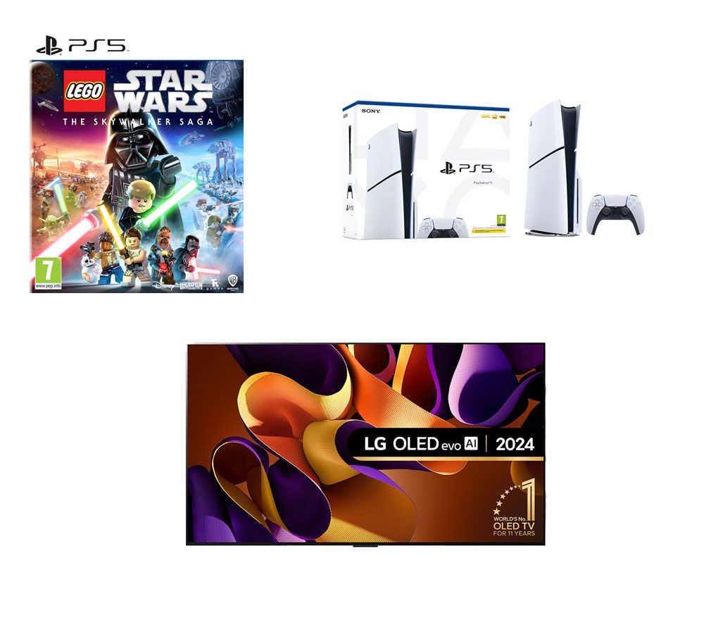 OLED77G45LW 77" Smart 4K Ultra HD HDR OLED TV, LEGO Star Wars: The Skywalker Saga & PlayStation 5 (Model Group - Slim) Bundle