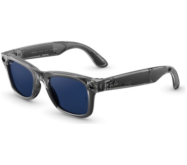 An image of RAY-BAN META Wayfarer (Gen 2) Glasses - Shiny Transparent Grey with Clear to Sapphire Transitions Lenses