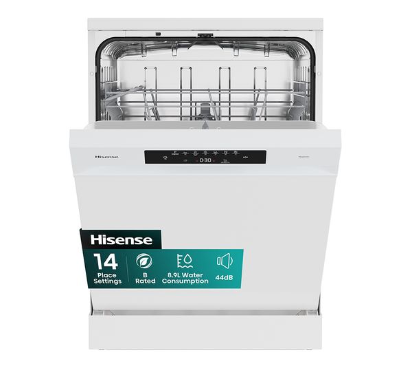 An image of HISENSE Hi4 HS642B90W Full-size Dishwasher - White