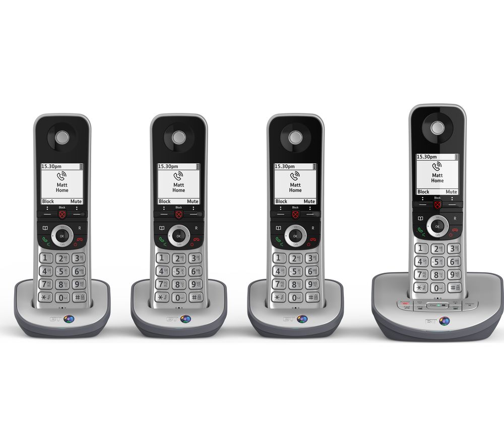 Advanced 1Z Cordless Phone - Quad Handsets, Black & Silver