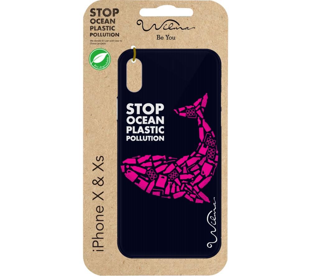 Stop Ocean Plastic Pollution Whale iPhone X & XS Case - Black & Pink
