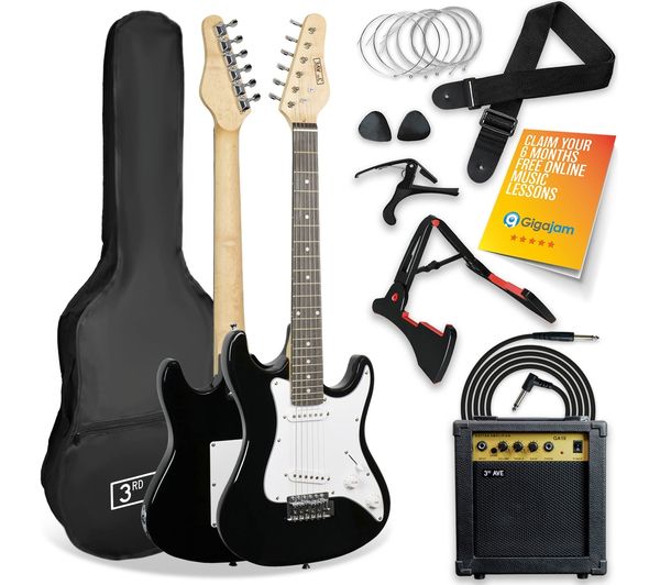 3rd Avenue 3 4 Size Electric Guitar Bundle Black