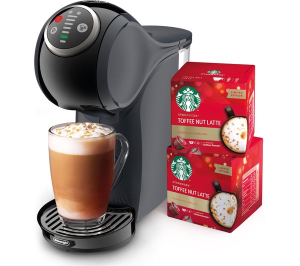 Dolce Gusto By De’longhi Genio S Plus Starbucks Toffee Nut Bundle Coffee Machine Grey
