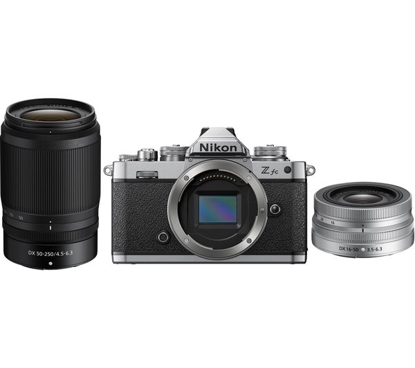 Nikon Z Fc Mirrorless Camera With Nikkor Z Dx 16 50 Mm F 35 63 Vr 50 250 Mm F 45 63 Vr Lens Silver