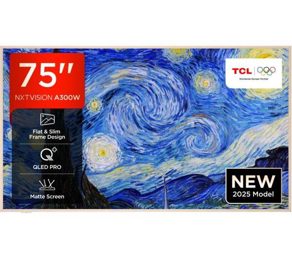 An image of TCL NXTVISION A300W 55" QLED 4K HDR Smart Google TV - 55A300W-UK
