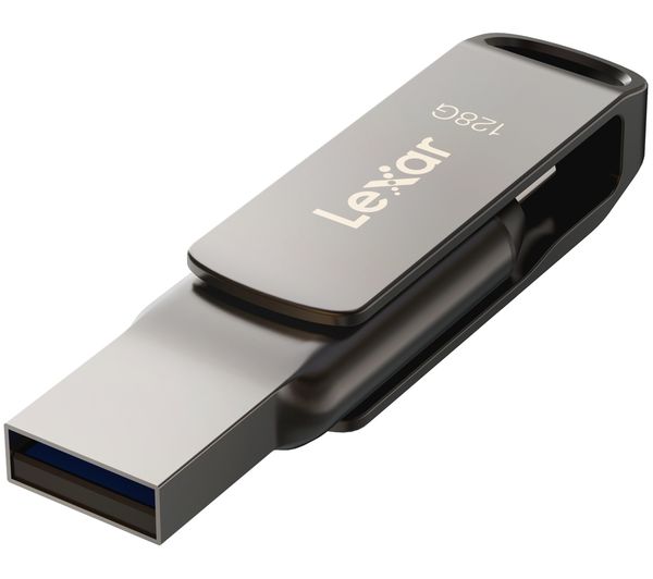 An image of LEXAR JumpDrive D400 USB Type-C & Type-A Dual Memory Stick - 128 GB, Silver