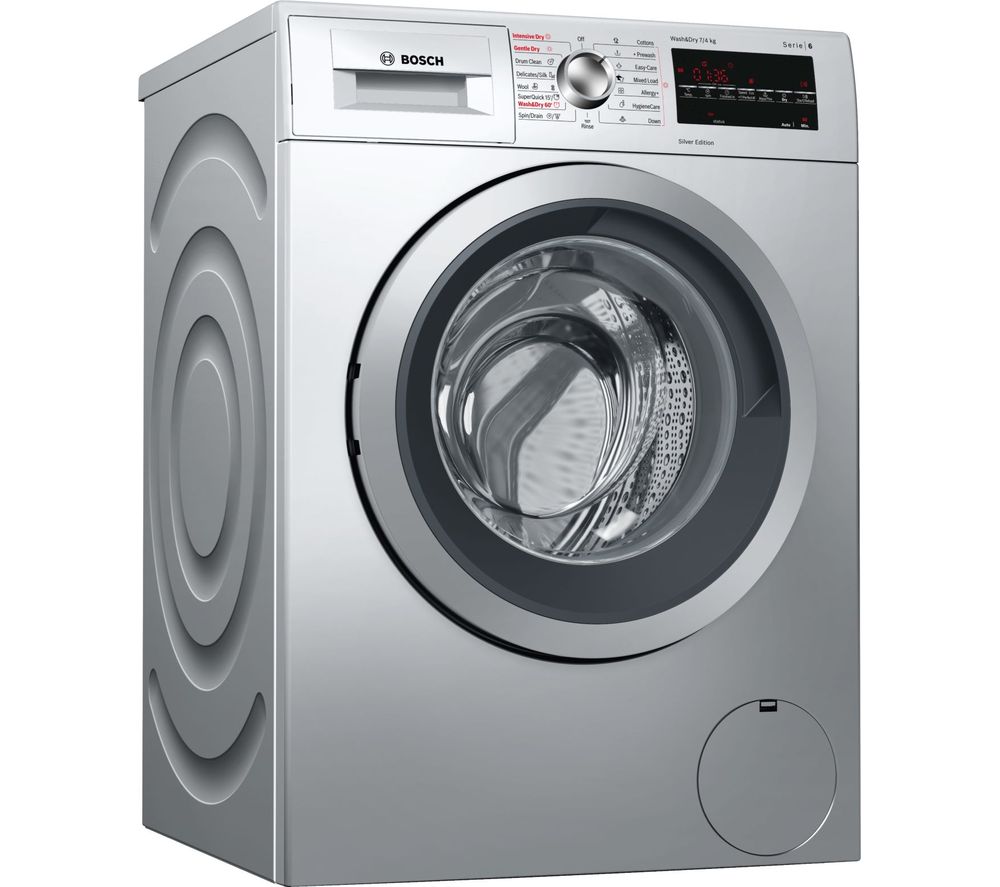 BOSCH Serie 6 WVG3047SGB 7 kg Washer Dryer - Silver, Silver