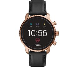 4013496045666 FOSSIL Explorist HR FTW4017 Smartwatch Black Rose Gold Leather Strap Currys Business