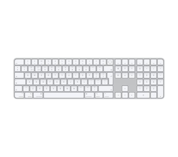 Apple Magic Wireless Keyboard With Touch Id Numeric Keypad White Silver