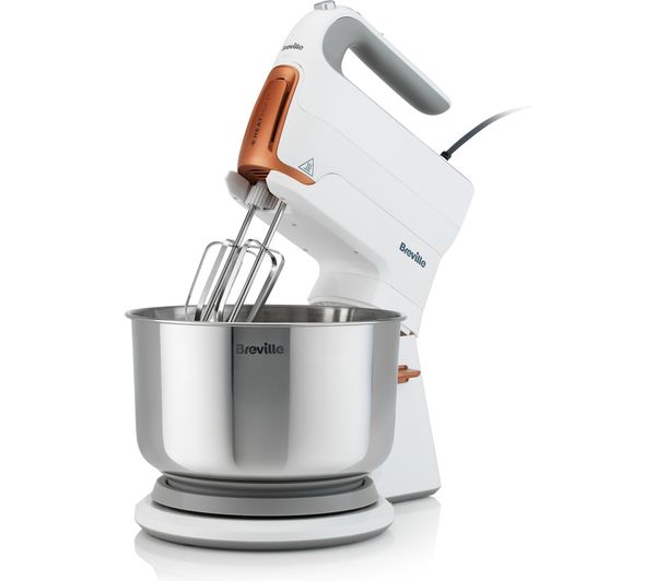 Image of BREVILLE HeatSoft 2 in 1 VFM029 Stand Mixer - White & Stainless Steel