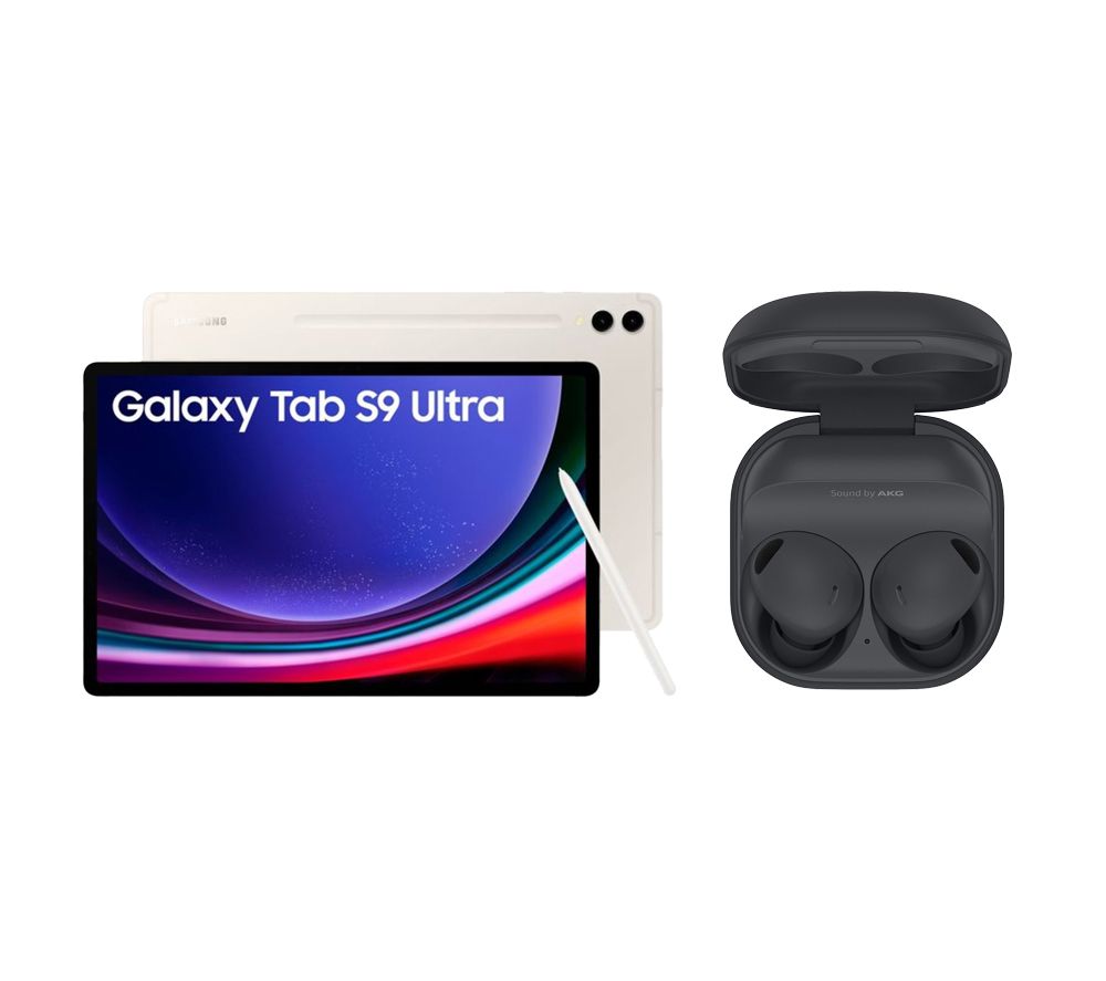 Galaxy Tab S9 Ultra 14.6" Tablet (512 GB, Beige) & Galaxy Buds2 Pro Wireless Bluetooth Noise-Cancelling Earbuds Bundle