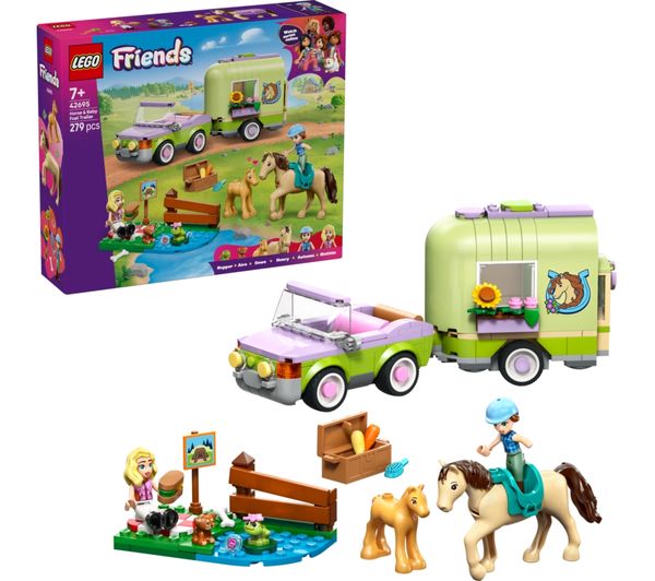 An image of LEGO Friends 42695 Horse & Baby Foal Trailer Set