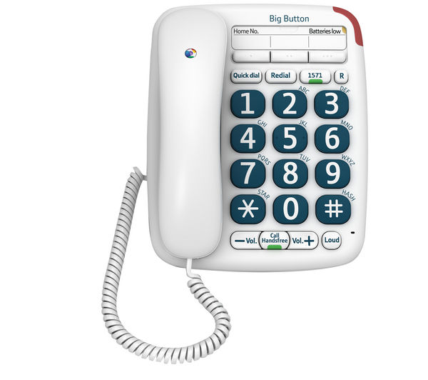 Bt Big Button 200 Corded Phone White