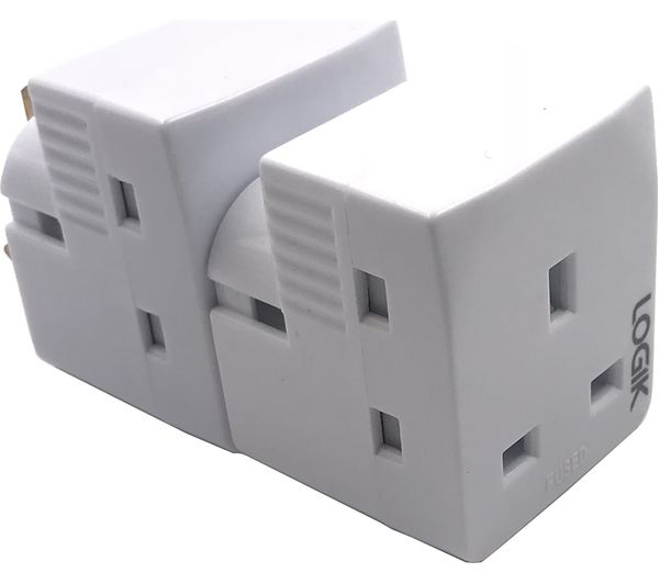 Image of LOGIK L3WAYP18 3-Socket Plug Adapter - Twin Pack