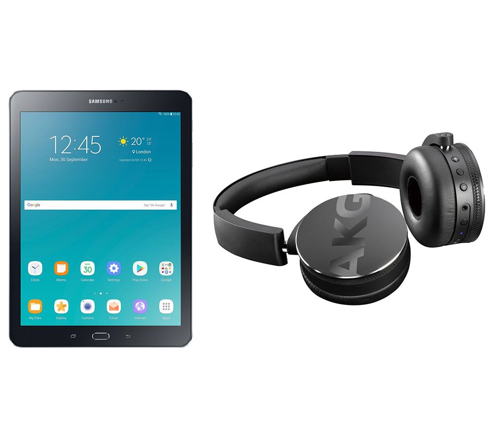 SAMSUNG Galaxy Tab S2 9.7′ Tablet & C50BT Wireless Bluetooth Headphones Bundle – 32 GB, Black, Black