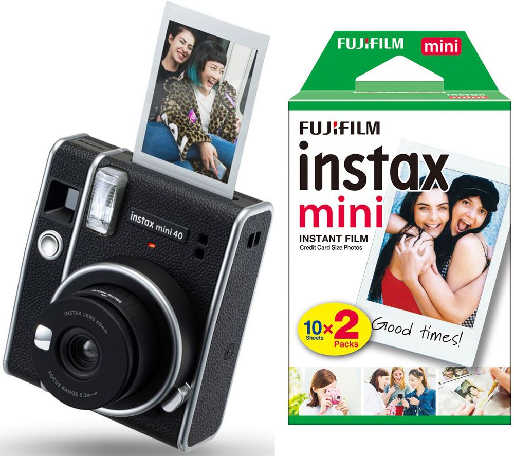 mini 40 Instant Camera & 20 Shot Film Pack Bundle - Black