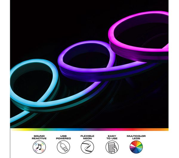 MONSTER Basics Sound Reactive Neon RGB LED Light Strip - 2 m / 6.5 ft ...