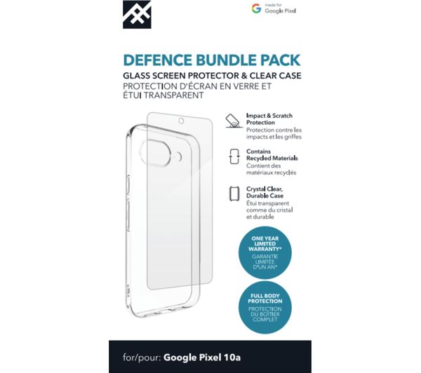 An image of DEFENCE Google Pixel 10a Case & Screen Protector Bundle - Clear