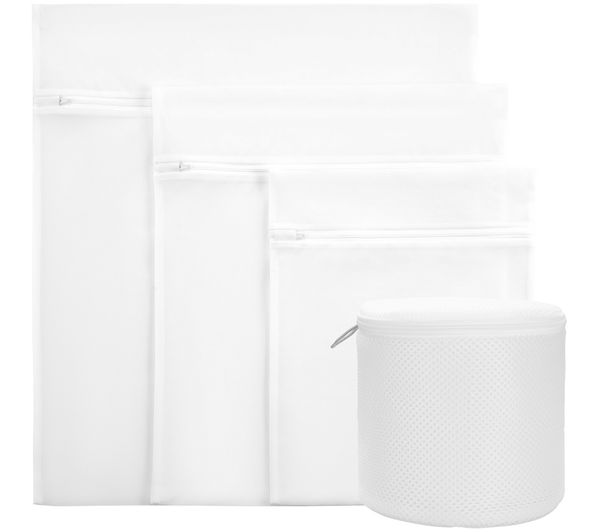An image of LOGIK Mesh Laundry Bags - White, Set of 4