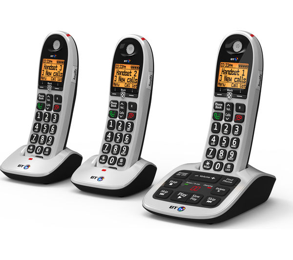 Bt 4600 Cordless Phone With Answering Machine Triple Handsets Silver