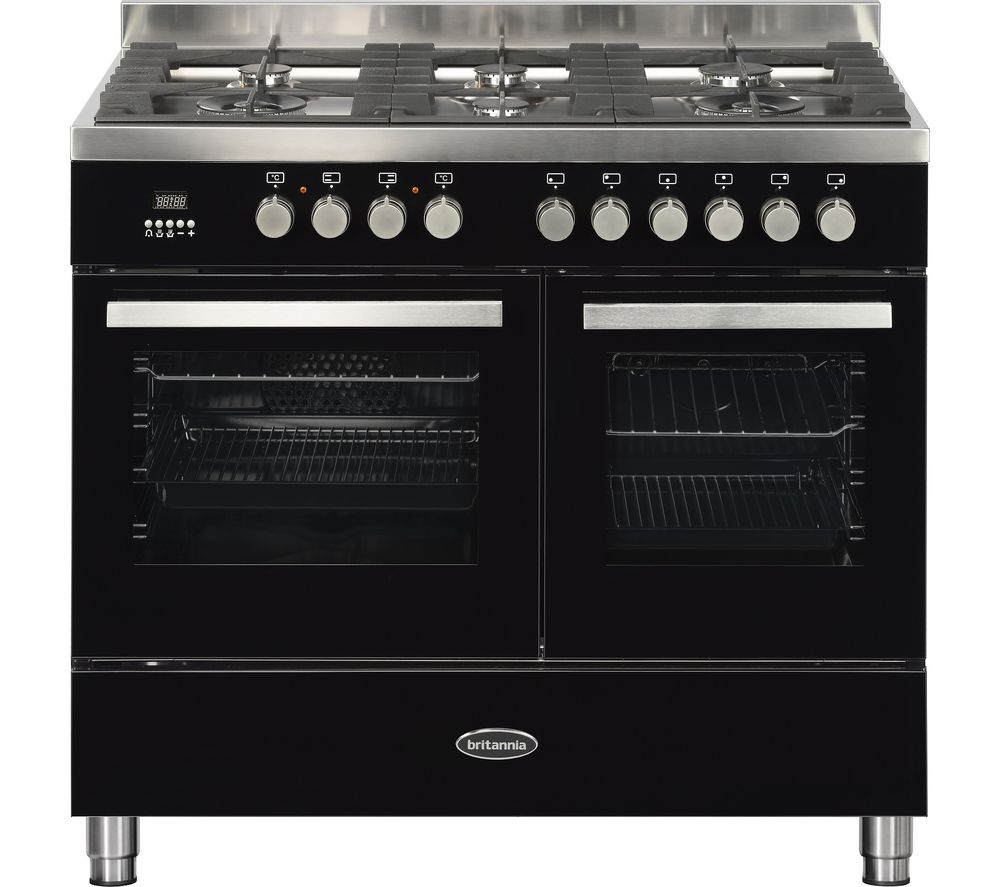 BRITANNIA Sonetto 100DF TC Dual Fuel Range Cooker – Black & Chrome, Black