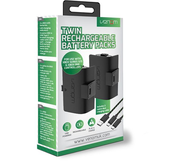 VS2882 VENOM VS2882 Xbox Series X/S & Xbox One Twin Rechargeable Battery Packs Black