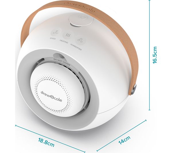 01362 SMART AIR Humi Portable 6.8" Hot & Cool Desk Fan White