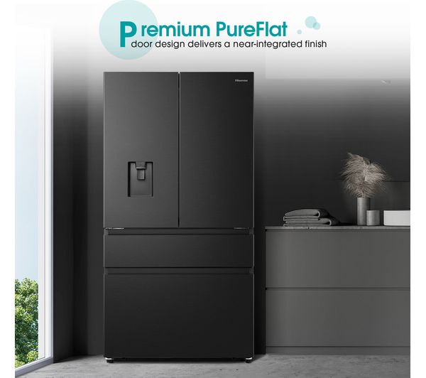 Hisense black steel fridge freezer cheap