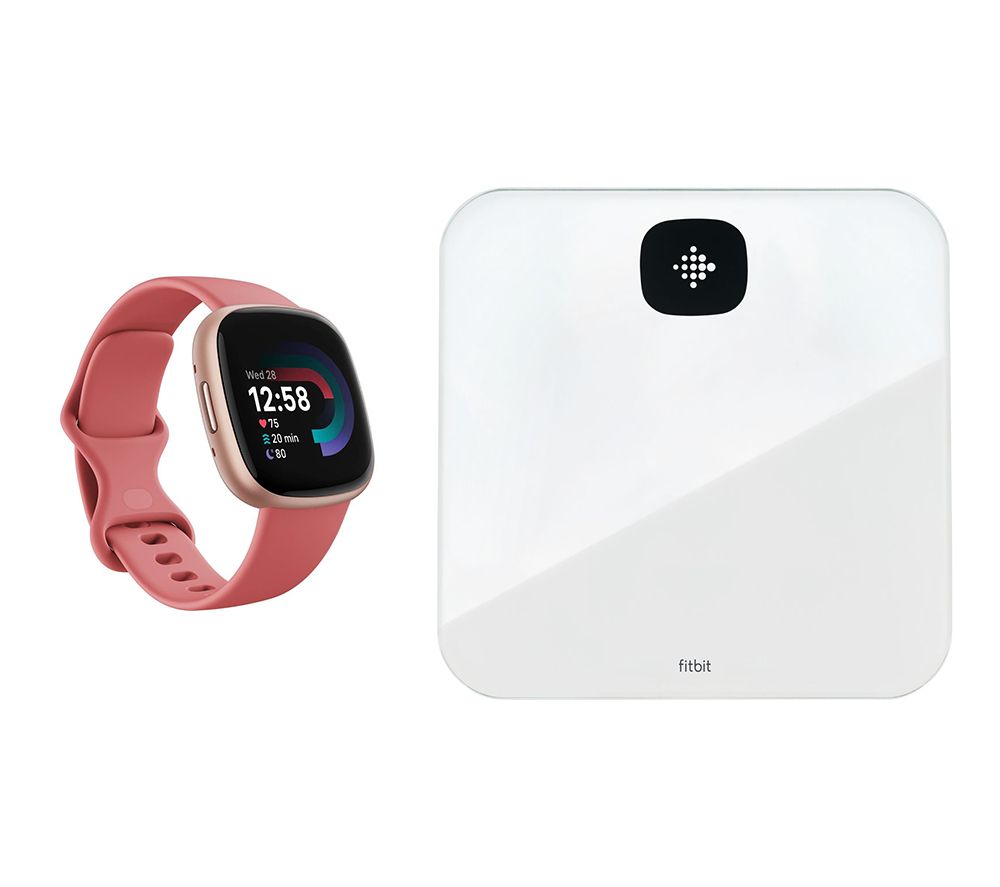Versa 4 Smart Watch & Aria Air Smart Scale Bundle - Pink Sand & White