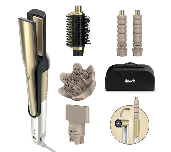 An image of SHARK Glam Straight, Waves & Curls HD6052SUK Multi-Styler - Gold