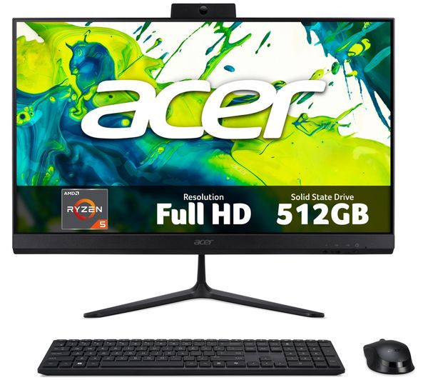 An image of ACER Aspire C27-B 27" All-in-One Copilot PC - AMD Ryzen 5, 512 GB SSD, Black