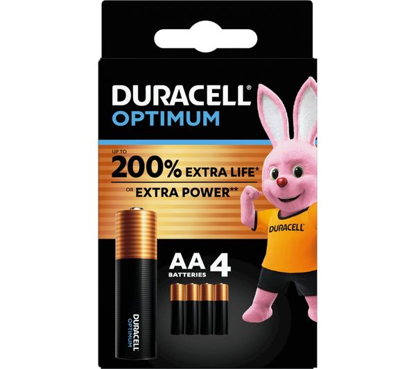 Duracell Optimum Aa Alkaline Batteries Pack Of 4