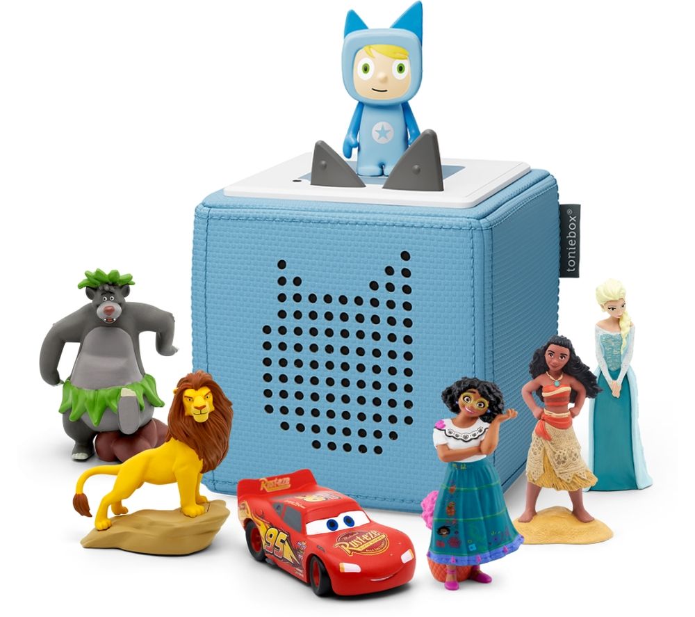 Toniebox Starter Set (Blue), Lion King, Encanto, Baloo, Lightning McQueen, Moana & Elsa Audio Figure Bundle
