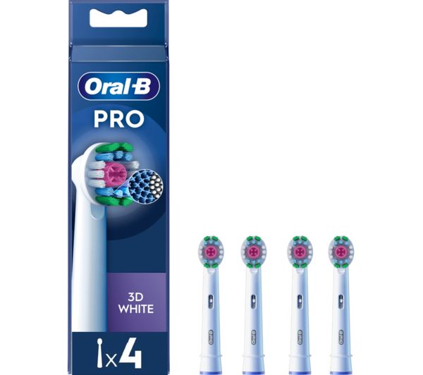 Image of ORAL B 3D White Replacement Toothbrush Head - Pack of 4