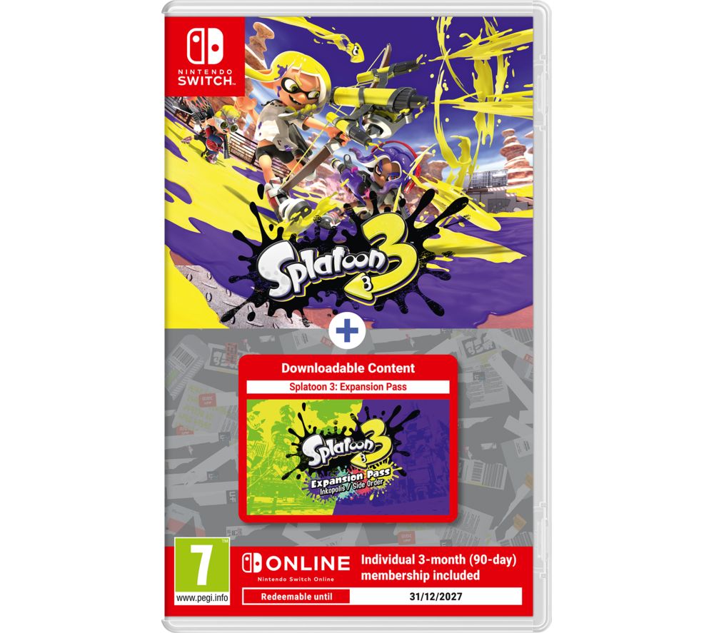 SWITCH Splatoon 3, Expansion Pass & Nintendo Switch Online 3 Month Membership Bundle