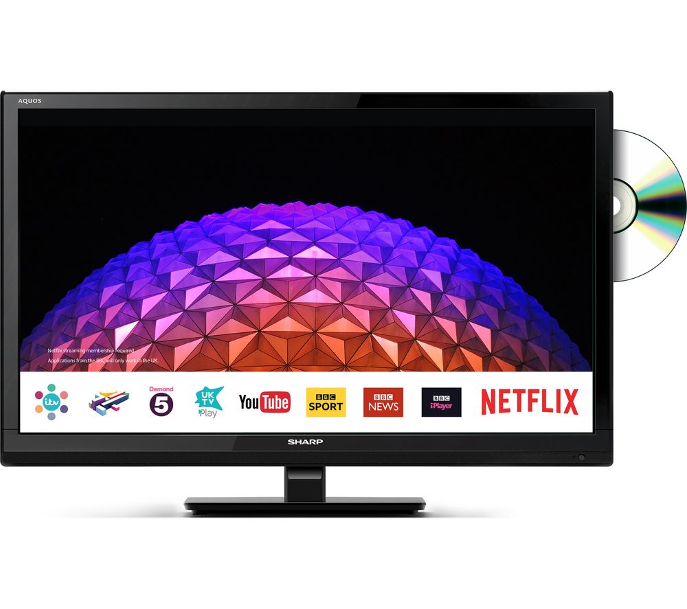 24″  SHARP LC-24DHG6001KF Smart LED TV with Built-in DVD Player, Gold