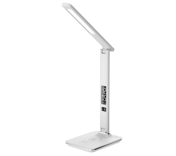 Groov E Ares Led Desk Lamp With Wireless Charging Pad Clock White