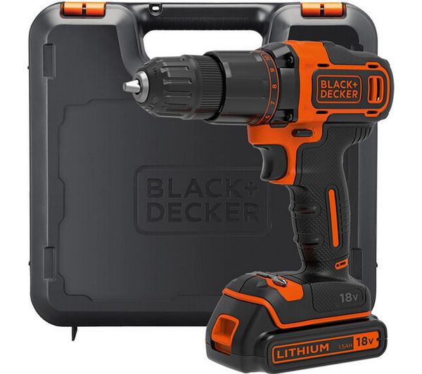 BLACK + DECKER BCD700S1K Cordless Hammer Drill with 1 Battery - Black & Orange