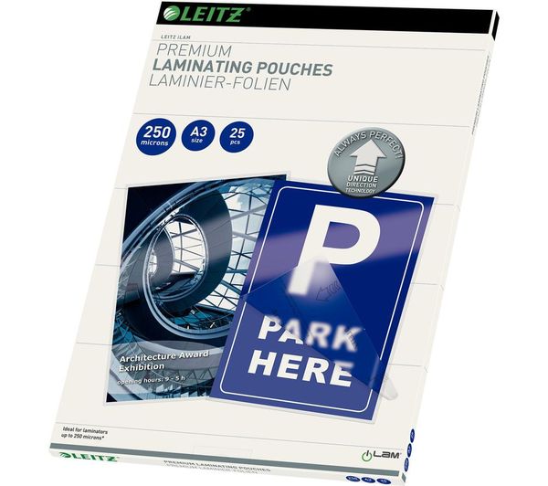 Leitz Ilam 74910000 250 Micron A3 Laminating Pouches Pack Of 25