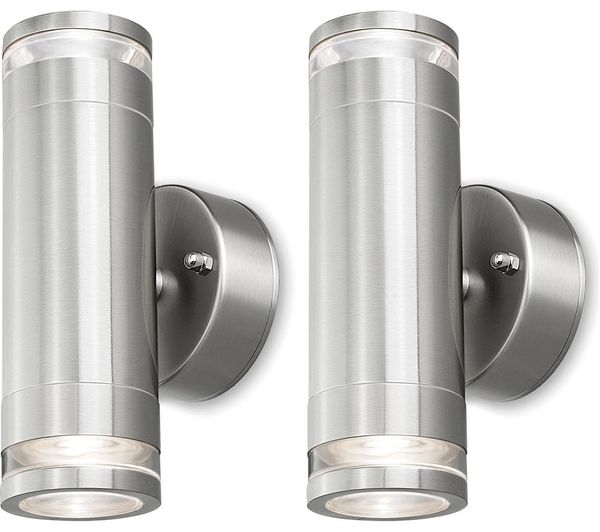 4LITE Marinus Range 4L2/2307 Smart LED Outdoor Wall Light - Stainless Steel, Twin Pack