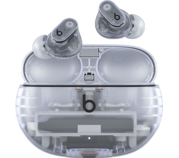 An image of BEATS Studio Buds + Wireless Refurbished Bluetooth Noise-Cancelling Earbuds - Clear (Excellent Condition)