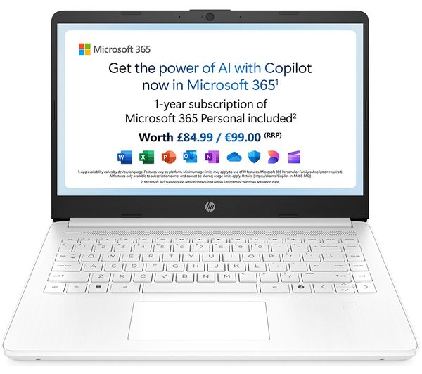 An image of HP 14-dq6500sa 14" Refurbished Laptop - Intel® N150, 128 GB UFS, White (Very Good Condition)