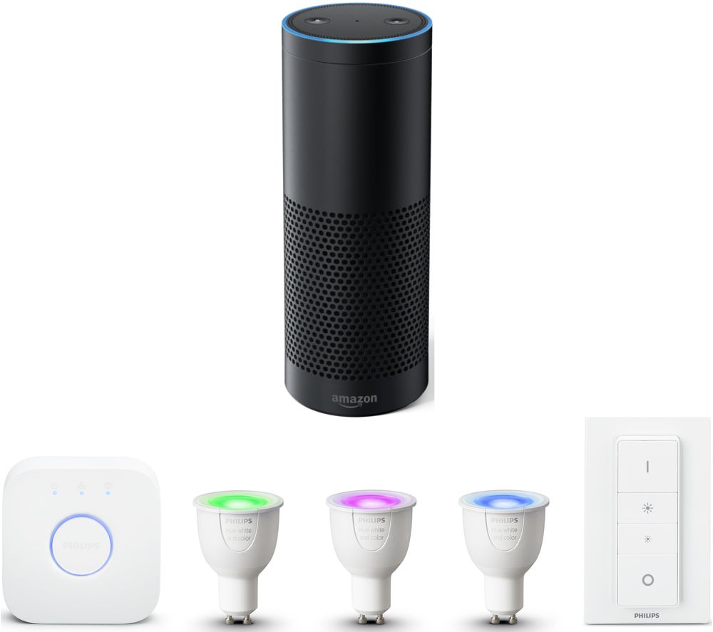 PHILIPS Hue White & Colour Ambiance GU10 Starter Kit & Amazon Echo Plus Bundle