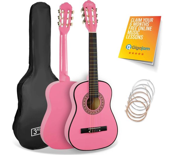 3rd Avenue 1 2 Size Kids Classical Guitar Bundle Pink